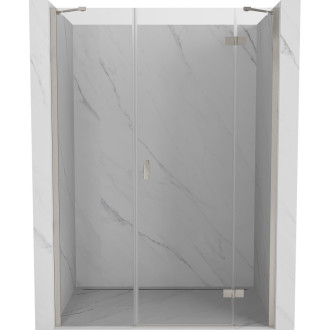 Sprchové dveře Mexen Mist-H s pravými panty 145 cm, průhledné, kartáčovaný nikl - 8A5-145-001-97-00-P