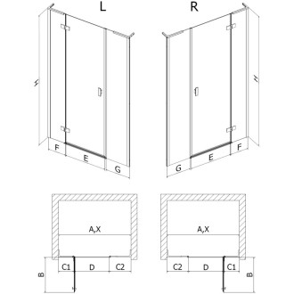 Mexen Mist-H L drzwi prysznicowe uchylne lewe 130 cm, transparent, białe - 8A5L-130-001-20-00-L