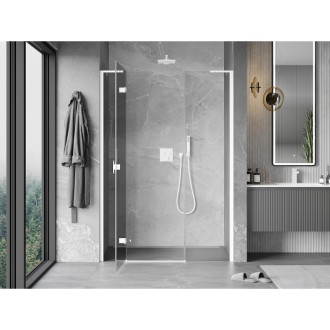 Mexen Mist-H L drzwi prysznicowe uchylne lewe 135 cm, transparent, białe - 8A5L-135-001-20-00-L