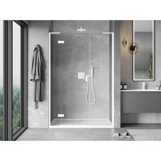 Mexen Mist-H L drzwi prysznicowe uchylne lewe 140 cm, transparent, białe - 8A5L-140-001-20-00-L