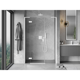 Mexen Mist-H L drzwi prysznicowe uchylne lewe 150 cm, transparent, białe - 8A5L-150-001-20-00-L