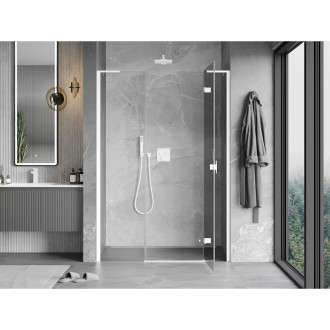 Mexen Mist-H L drzwi prysznicowe uchylne prawe 135 cm, transparent, białe - 8A5L-135-001-20-00-P