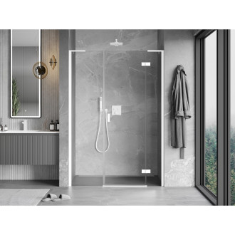 Mexen Mist-H L drzwi prysznicowe uchylne prawe 145 cm, transparent, białe - 8A5L-145-001-20-00-P