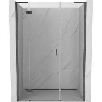 Sprchové dveře Mexen Mist-H L s levými panty 130 cm, průhledné, kartáčovaná pistolově šedá - 8A5L-130-001-66-00-L
