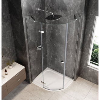 GLOBE CHROME čtvrtkruhový sprchový kout 900x800mm, čiré sklo, levé
