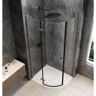 GLOBE GUN METAL čtvrtkruhový sprchový kout 900x800mm, čiré sklo, levé