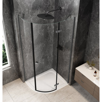 GLOBE GUN METAL čtvrtkruhový sprchový kout 900x800mm, čiré sklo, pravé