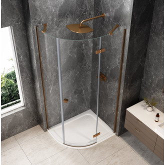 GLOBE COPPER MATT čtvrtkruhový sprchový kout 900x800mm, čiré sklo, pravé