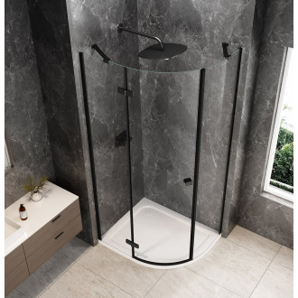 GLOBE BLACK čtvrtkruhový sprchový kout 1000x800mm, čiré sklo, levé