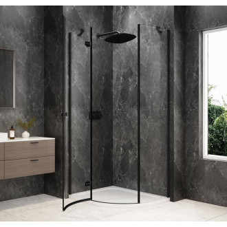 GLOBE BLACK čtvrtkruhový sprchový kout 1000x800mm, čiré sklo, levé