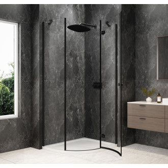 GLOBE BLACK čtvrtkruhový sprchový kout 1000x800mm, čiré sklo, pravé