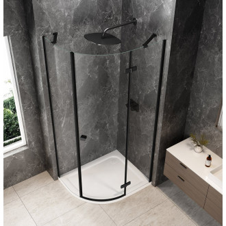 GLOBE BLACK čtvrtkruhový sprchový kout 1000x800mm, čiré sklo, pravé