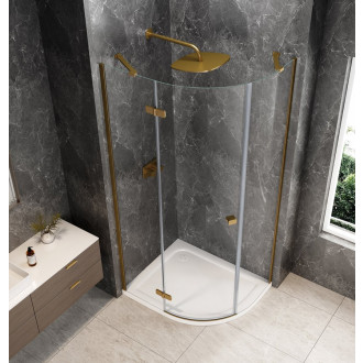 GLOBE GOLD MATT čtvrtkruhový sprchový kout 1000x800mm, čiré sklo, levé