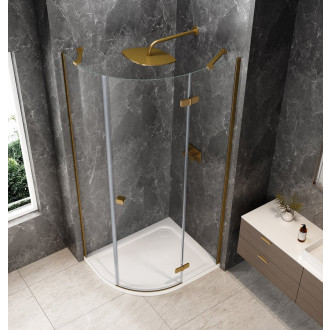 GLOBE GOLD MATT čtvrtkruhový sprchový kout 1000x800mm, čiré sklo, pravé