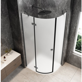 GLOBE GUN METAL čtvrtkruhový sprchový kout 900x800mm, matné sklo, levé