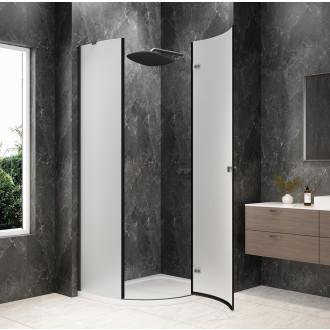GLOBE GUN METAL čtvrtkruhový sprchový kout 900x800mm, matné sklo, pravé