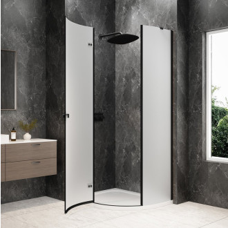 GLOBE BLACK čtvrtkruhový sprchový kout 1000x800mm, matné sklo, levé