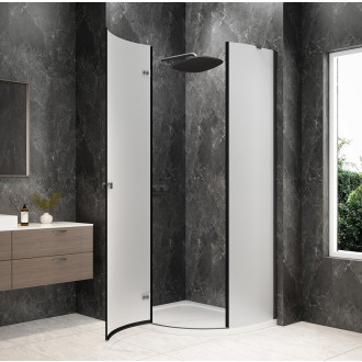 GLOBE GUN METAL čtvrtkruhový sprchový kout 1000x800mm, matné sklo, levé