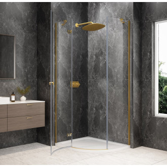 GLOBE GOLD MATT čtvrtkruhový sprchový kout 1000x900mm, čiré sklo, levé
