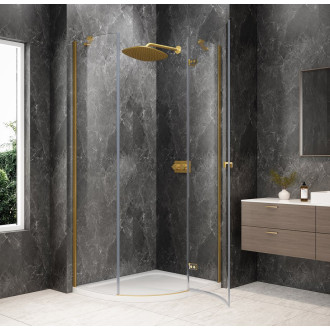 GLOBE GOLD MATT čtvrtkruhový sprchový kout 1000x900mm, čiré sklo, pravé