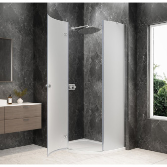 GLOBE CHROME čtvrtkruhový sprchový kout 1000x900mm, matné sklo, levé