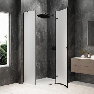 GLOBE BLACK čtvrtkruhový sprchový kout 1000x900mm, matné sklo, pravé