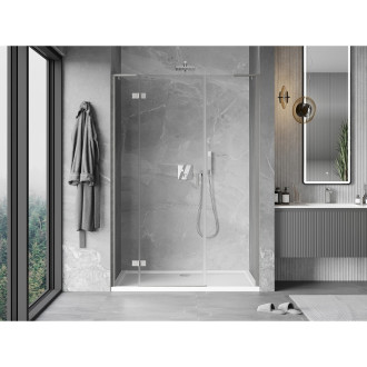 Mexen Mist-H L drzwi prysznicowe uchylne lewe 130 cm, transparent, nikiel szczotkowany - 8A5L-130-001-97-00-L