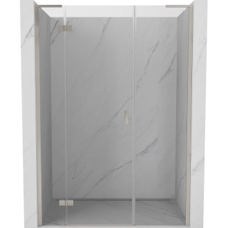 Sprchové dveře Mexen Mist-H L s levými panty 135 cm, průhledné, kartáčovaný nikl - 8A5L-135-001-97-00-L