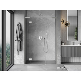 Mexen Mist-H L drzwi prysznicowe uchylne lewe 155 cm, transparent, nikiel szczotkowany - 8A5L-155-001-97-00-L