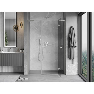 Mexen Mist-H L drzwi prysznicowe uchylne prawe 140 cm, transparent, nikiel szczotkowany - 8A5L-140-001-97-00-P