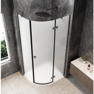 GLOBE GUN METAL čtvrtkruhový sprchový kout 1000x900mm, matné sklo, pravé