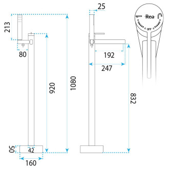 Volně stojící baterie Rea Grace Brush Copper