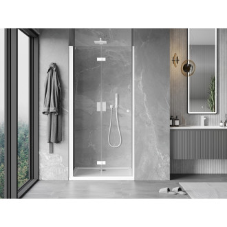 Mexen Mist-F drzwi prysznicowe składane lewe 85 cm, transparent, białe - 8A6-085-000-20-00-L