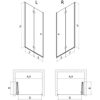 Mexen Mist-F drzwi prysznicowe składane lewe 60 cm, transparent, białe - 8A6-060-000-20-00-L