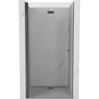 Sprchové skládací dveře Mexen Mist-F levé 85 cm, průhledné, kartáčované v barvě gun gray - 8A6-085-000-66-00-L