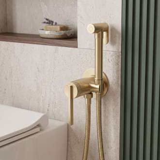 Podomítková bidetová baterie Rea Grace Brush Gold