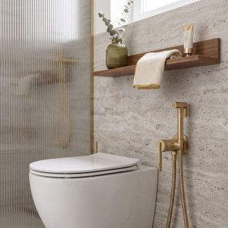 Podomítková bidetová baterie Rea Grace Brush Gold