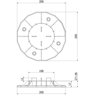 Nastavitelná podpěra terasy Mexen UniC pro desky 27-36 mm - C9902-027-036
