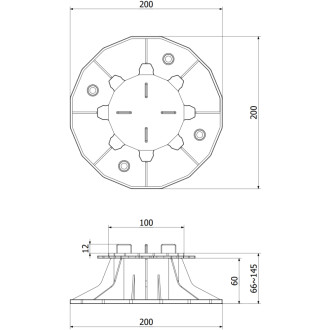 Nastavitelná podpěra terasy Mexen UniC pro desky 66-145 mm - C9902-066-145