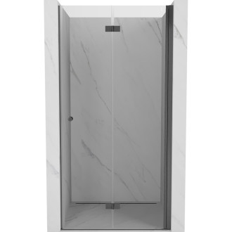 Sprchové skládací dveře Mexen Mist-F levé 60 cm, průhledné, kartáčované v barvě gun gray - 8A6-060-000-66-00-L