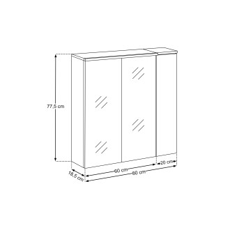 Zestaw 80cm z szafką z lustrem i szafką górną