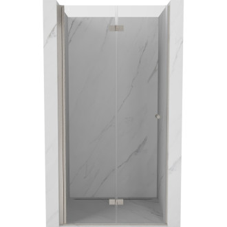 Sprchové dveře Mexen Mist-F levé skládací 90 cm, průhledné, kartáčovaný nikl - 8A6-090-000-97-00-L