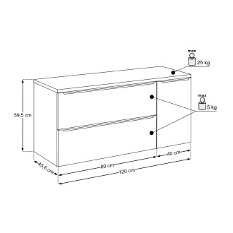 Comad SET-SOG B GREEN 120CM LB Nábytková sestava 120 cm s deskou a skříňkou na prádlo