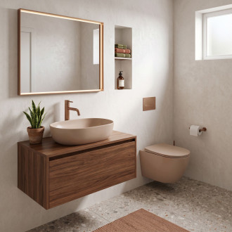 Sada Závěsné WC Focus + Umyvadlo na Desku Rea Focus Taupe