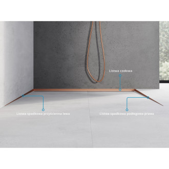 Mexen Line-B listwa spadkowa przyścienna 120 cm lewa, miedź szczotkowana - 186502120L