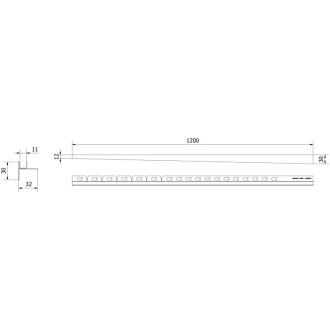 Mexen Line-B listwa spadkowa do szkła 120 cm lewa, miedź szczotkowana - 186504120L