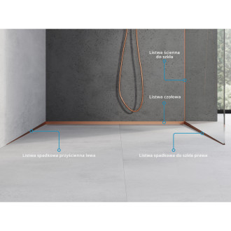 Mexen Line-B listwa spadkowa do szkła 120 cm prawa, miedź szczotkowana - 186504120R