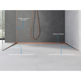 Mexen Line-B listwa spadkowa do szkła 180 cm lewa, miedź szczotkowana - 186504180L