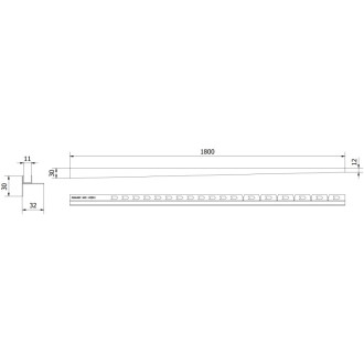Mexen Line-B listwa spadkowa do szkła 180 cm prawa, miedź szczotkowana - 186504180R