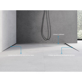 Mexen Line-B listwa spadkowa przyścienna 120 cm lewa, gun gray szczotkowany - 186602120L